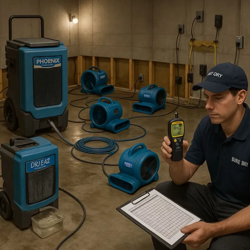 Structural Drying and Dehumidification process in Huntertown, IN